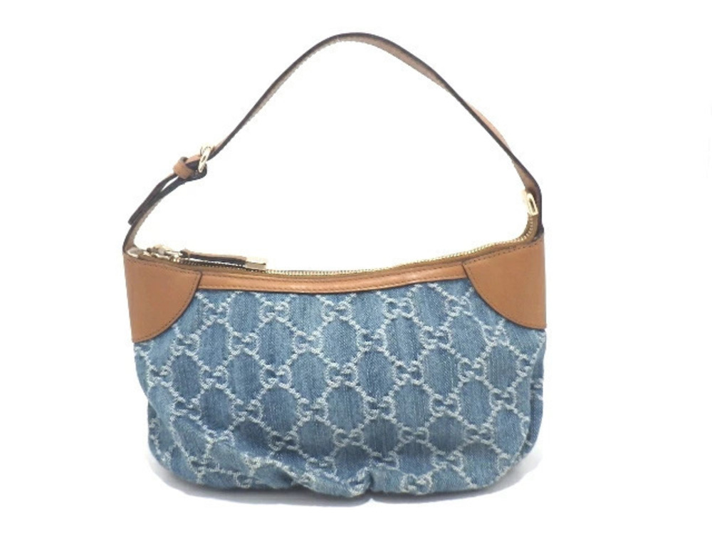 Gucci bag accessory Pouch Clutch handle GG denim calfskin